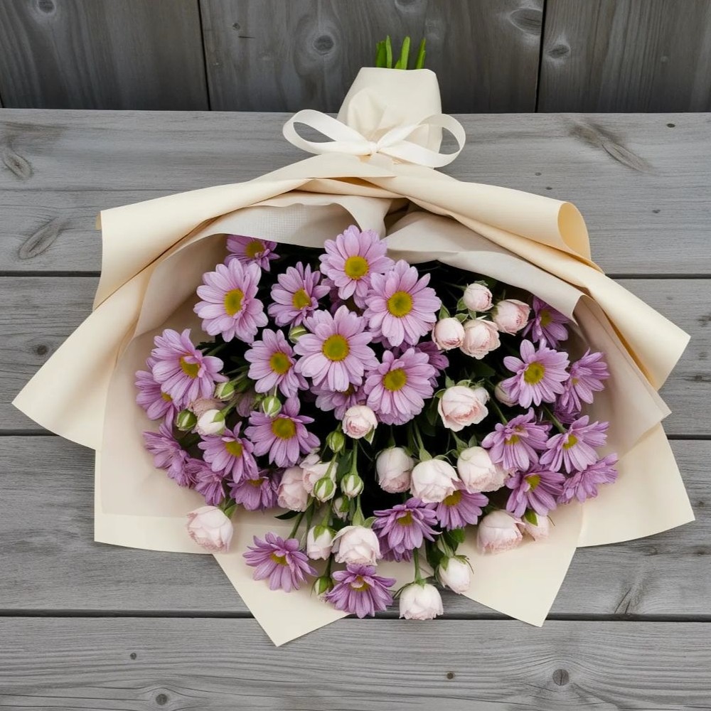 Букет цветов из: Розы и Хризантемы в Золотово