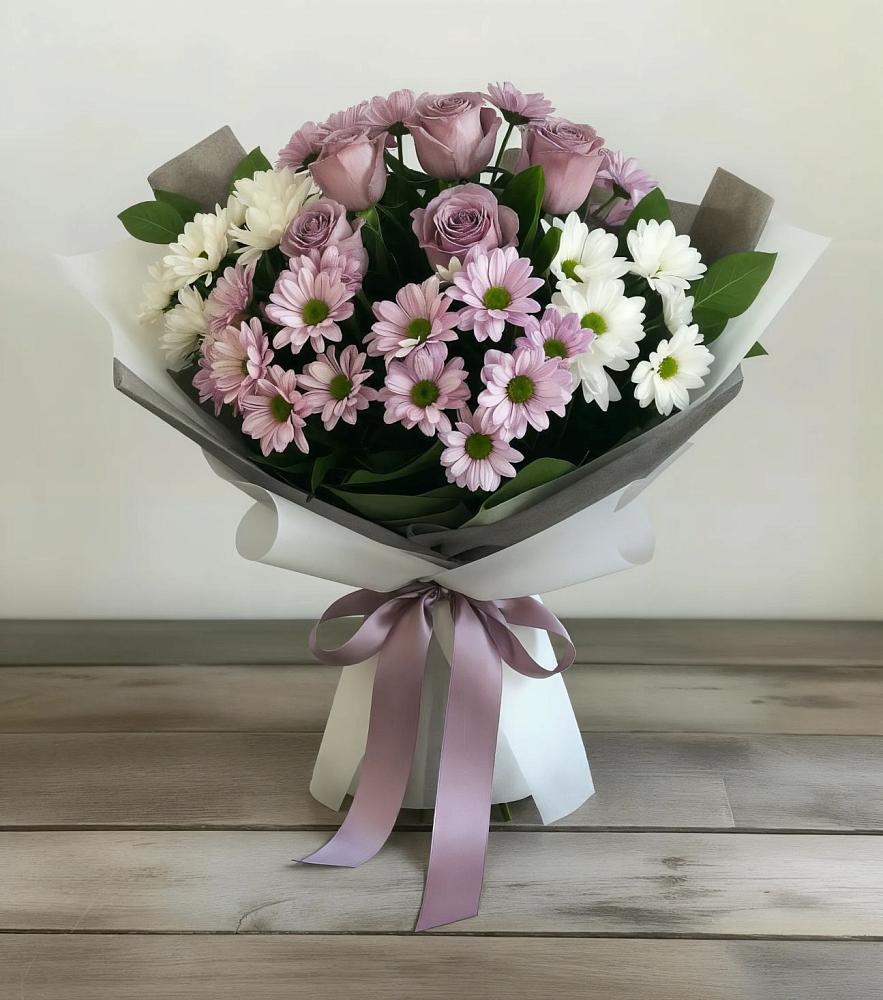 Букет цветов из: Хризантемы и Розы в Золотово