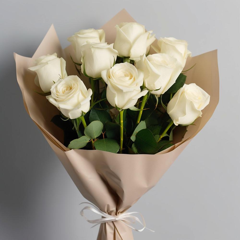 Букет 9 Белых роз Эдлесс Лав в Золотово