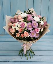 Букет цветов из:  Хризантемы, Розы и Альстромерии #REPLACE_PRED# Золотово