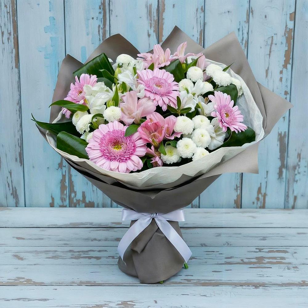 Букет цветов из: Герберы, Альстромерии и Хризантемы в Золотово