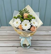 Букет цветов из:  Герберы, Розы и Хризантемы в Золотово