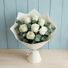 Букет Белые розы в Эвкалипте #REPLACE_PRED# Золотово