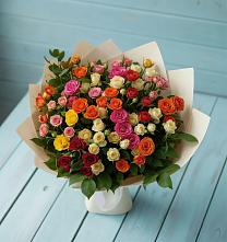 Букет Микс из разноцветных кустовых роз #REPLACE_PRED# Золотово